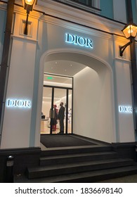 Moscow, Russia - 19 October 2020: Exterior View Of Cristian Dior Store In Central Moscow.