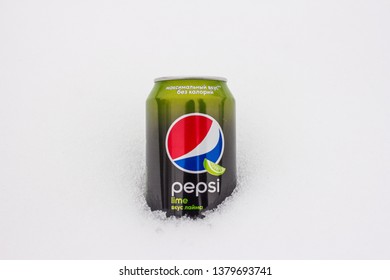 Moscow, Russia - 31 January 2019: Pepsi Lime In The Snow