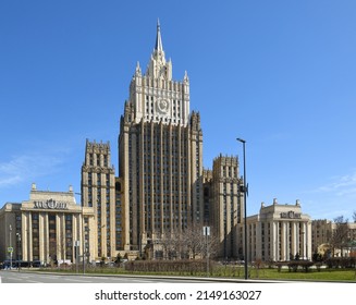 MOSCOW, RUSSIA - APRIL 20, 2022: Ministry Of Foreign Affairs Of Russian Federation, Central Government Institution Charged With Leading Foreign Policy And Foreign Relations Of Russia