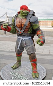 Moscow, Russia - April 23, 2016: Teenage mutant ninja turtle Raphael figure in the park Muzeon in Moscow