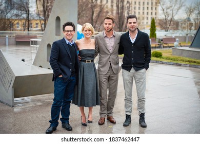 Moscow / Russia - April 27, 2013, Chris Pine, Zachary Quinto, Alice Eve, J.J. Abrams In Moscow 