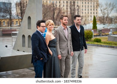 Moscow / Russia - April 27, 2013, Chris Pine, Zachary Quinto, Alice Eve, J.J. Abrams In Moscow 