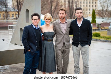 Moscow / Russia - April 27, 2013, Chris Pine, Zachary Quinto, Alice Eve, J.J. Abrams In Moscow 