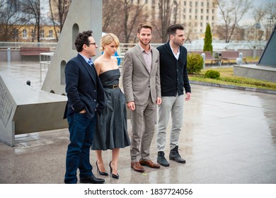 Moscow / Russia - April 27, 2013, Chris Pine, Zachary Quinto, Alice Eve, J.J. Abrams In Moscow 