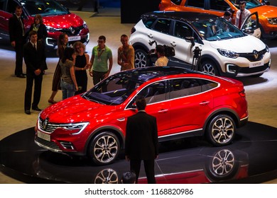Moscow, Russia - August, 2018: New car Renault Arkana on exhibition stand on Moscow International Automobile Salon 2018 in Russia