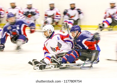 Moscow - Russia. August 24th 2018. For The First Time Moscow It Was Held The Para Ice Hockey Tournament: Cup Of Courage. These Are The Teams Who Played:
Udmurtia - Republic Of Udmurt
Hawks - Orenburg