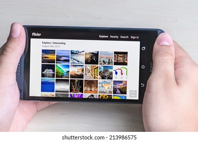Moscow, Russia - August 26, 2014: Flickr service is intended for storage and later use by the user of digital photos. As of August 4, 2011 in the database service had more than 6 billion images 