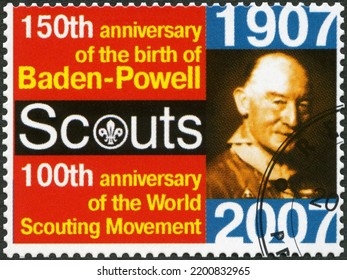 MOSCOW, RUSSIA - AUGUST 27, 2022: A Stamp Printed In Republic Of Rwanda Shows Lord Robert Baden Powell (1857-1941), 2007