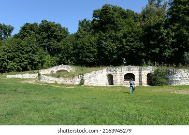 MOSCOW, RUSSIA - AUGUST 28, 2021: Grotto in the estate of Vlachernskoe-Kuzminki. Kuzminki-Lyublino Nature and Historical Park in Moscow