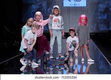 Moscow, Russia - August 31, 2017: CPM, International Fashion Trade Show, collections for spring-summer 2018, models at catwalk