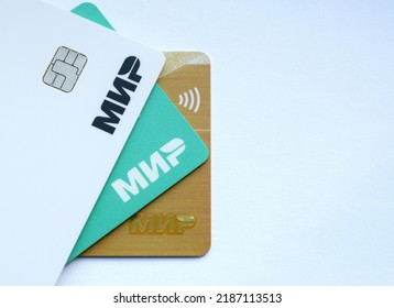 Moscow, Russia August 6,2022 Payment Card Mir