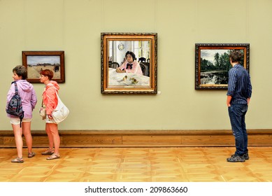 MOSCOW, RUSSIA - AUGUST 7,2014:State Tretyakov Gallery is art gallery in Moscow and is foremost depository of Russian fine art in world. Gallery's history starts in 1856. Hall of artist V.Serov - Shutterstock ID 209863660