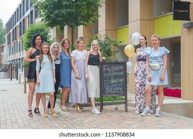 MOSCOW, RUSSIA - CIRCA JULY, 2018: Group Portrait. Employees Of Online Store 