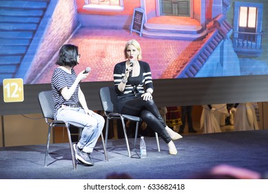 Moscow, Russia, Moscow Comic Con 1 May, 2017, Alice Evans Gives Interviews.