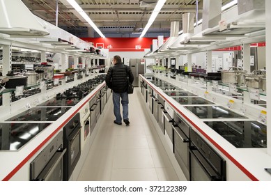 Moscow, Russia - February 02, 2016: Inside The Eldorado Store, Russia's Largest Retailer Of Consumer Electronics And Household Appliances.