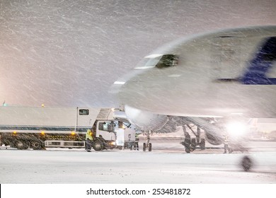 Moscow, Russia, February, 09,2015: Aircraft And Airport Equipment