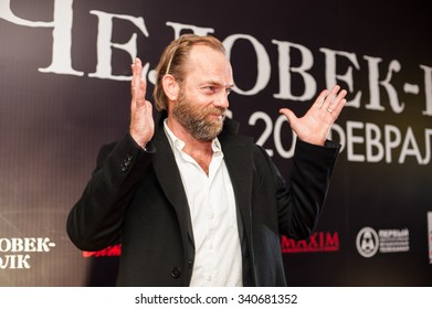 MOSCOW, RUSSIA - FEBRUARY 2, 2010: Hugo Weaving On The Red Carpet, Wolfman Film Premiere In Moscow.