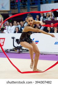 MOSCOW, RUSSIA - FEBRUARY 20, 2016: Margarita Mamun, Russia, On Rhythmic Gymnastics Alina Cup Grand Prix