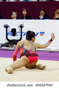 MOSCOW, RUSSIA - FEBRUARY 20, 2016: Neta Rivkin, Clubs, Israel, On Rhythmic Gymnastics Alina Cup Grand Prix