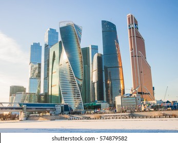 Moscow, Russia - February 6, 2017: Business Center Moscow City In The Winter.