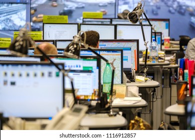 Moscow, Russia - February 9, 2018: Operators Work In Road Traffic Control Center