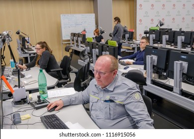 Moscow, Russia - February 9, 2018: Operators Work In Road Traffic Control Center