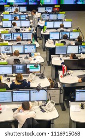 Moscow, Russia - February 9, 2018: Operators Work In Road Traffic Control Center