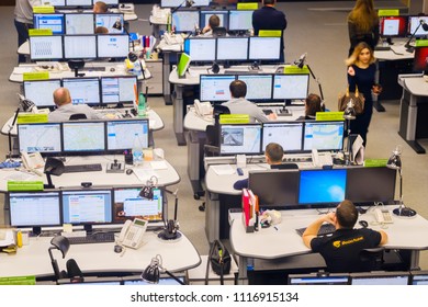 Moscow, Russia - February 9, 2018: Operators Work In Road Traffic Control Center