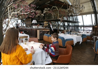 MOSCOW, RUSSIA - JANUARY 23, 2022: Restaurant 