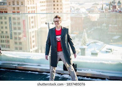 Moscow / Russia - January 25, 2012, Johnny Knoxville In Front Of Kremlin