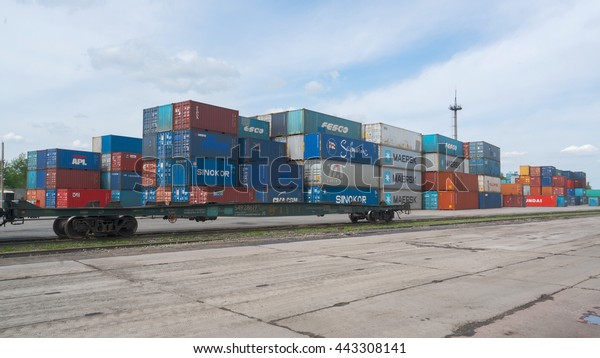 Moscow, Russia - Jule 2016. Sea container terminal.\
Storage containers\
area.