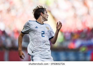 Moscow, Russia - July 1, 2018. Russia National Football Team Defender Mario Fernandes During FIFA World Cup 2018 Round Of 16 Match Spain Vs Russia.