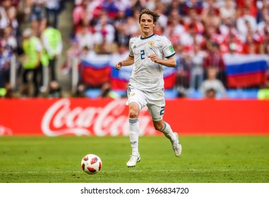 Moscow, Russia - July 1, 2018. Russia National Football Team Defender Mario Fernandes During FIFA World Cup 2018 Round Of 16 Match Spain Vs Russia