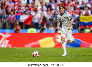 Moscow, Russia - July 1, 2018. Russia National Football Team Defender Mario Fernandes During FIFA World Cup 2018 Round Of 16 Match Spain Vs Russia