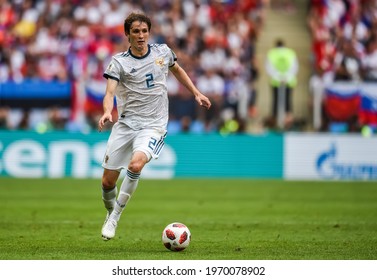 Moscow, Russia - July 1, 2018. Russia National Football Team Defender Mario Fernandes During FIFA World Cup 2018 Round Of 16 Match Spain Vs Russia