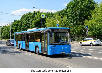 Moscow, Russia - July 11, 2021: Low Floor City Bus LiAZ-5292.65 On Green Avenue