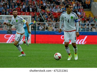 MOSCOW, RUSSIA - JULY 2, 2017. Mexican Players Rafael Marquez And Miguel Layun During FIFA Confederations Cup Match For 3rd Place Against Portugal.