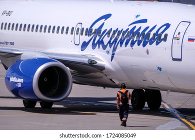 MOSCOW, RUSSIA - JULY 2019: A Boeing 737-700 Next Generation Aircraft Of Yakutia Airlines Is Parked At Vnukovo International Airport
