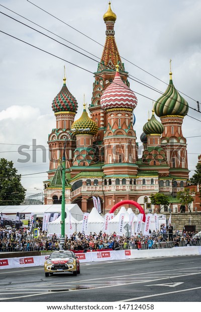 MOSCOW, RUSSIA - JULY 21: Professional WRC Citroen\
driver Daniel Sordo in Moscow City Racing Circle, Moscow on 21 July\
2013, Russia