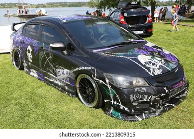 MOSCOW, RUSSIA - JULY 23, 2022: Car. Automobile On Street Of Moscow City, Russia. Unusual Tuning Car. Custom Car, Customized Cars. Tuning Auto, Cars At Tuning Open Fest In Moscow. Custom Paint Cars