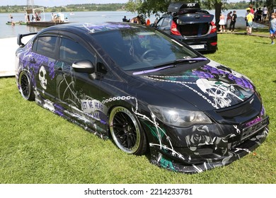 MOSCOW, RUSSIA - JULY 23, 2022: Car. Automobile On Street Of Moscow City, Russia. Unusual Tuning Car. Custom Car, Customized Cars. Tuning Auto, Cars At Tuning Open Fest In Moscow. Custom Paint Cars