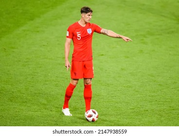 Moscow, Russia – July 3, 2018. England National Football Team Centre-back John Stones In Action During World Cup 2018 Round Of 16 Match Colombia Vs England