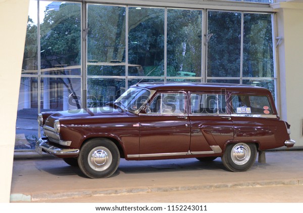 MOSCOW,\
RUSSIA - JULY 31, 2014: GAZ-22 Volga made in USSR 1960s estate car.\
Soviet Russian old cars exhibition on\
VDHKh.