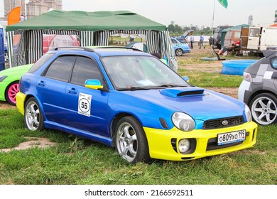 Moscow, Russia - July 6, 2012: Estate Sports Car Subaru Impreza Takes Park In The Autoexotica Motor Show.