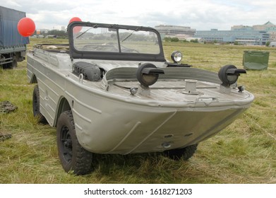 MOSCOW, RUSSIA - July 9, 2004: Old Soviet Floating Military Vehicle GAZ-46 (MAV) At The Exhibition Avtoekzotika-2004,  Tushino Airfield