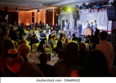 MOSCOW, RUSSIA - JUN 06, 2016: Diana Arbenina Receives Award Fashion Rock At The Ceremony Of Awarding Fashion People Awards In Hotel DoubleTree By Hilton Moscow - Marina.