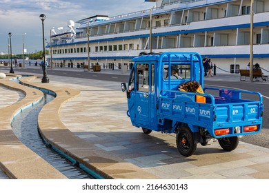 Moscow, Russia - June 03, 2022: Small Truck In The Port. High Quality Photo