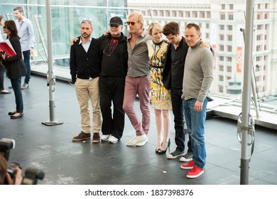 Moscow / Russia - June 16, 2012, Rhys Ifans, Emma Stone, Andrew Garfield  In Front Of Kremlin