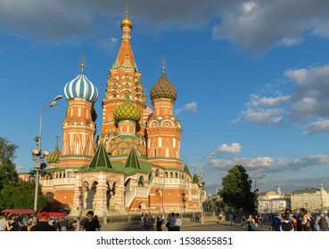 Moscow, Russia - June 16, 2019: St. Basil's Cathedral on Red Square in Moscow Kremlin. World famous landmark