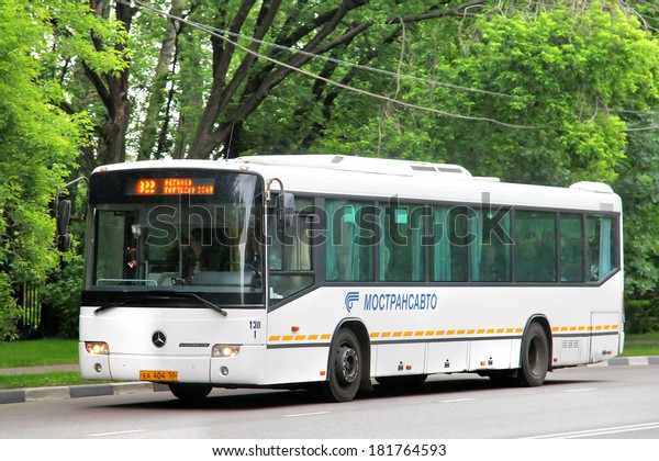 MOSCOW, RUSSIA - JUNE 2, 2012:
White Mercedes-Benz O345 Conecto H suburban bus at the city
street.